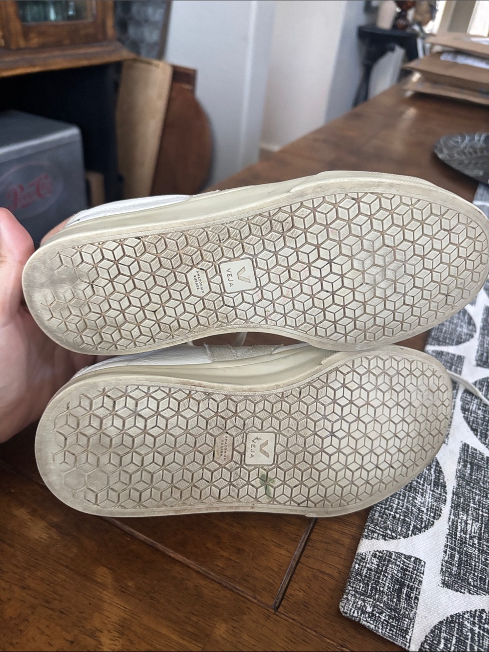 Veja Low-Top Sneakers in White with Beige Accents - Picture 6 of 6